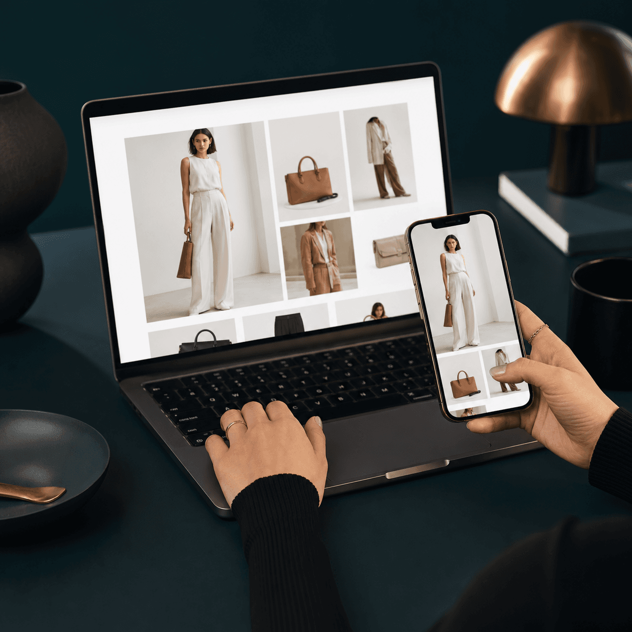 Esperienza ecommerce coordinata tra computer e smartphone